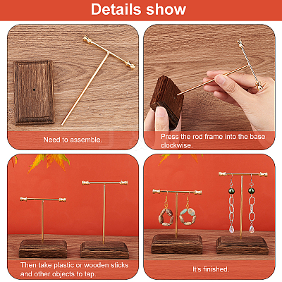 3 Sets 3 Sizes Iron Earring Display Stand Set EDIS-WH0024-10G-1