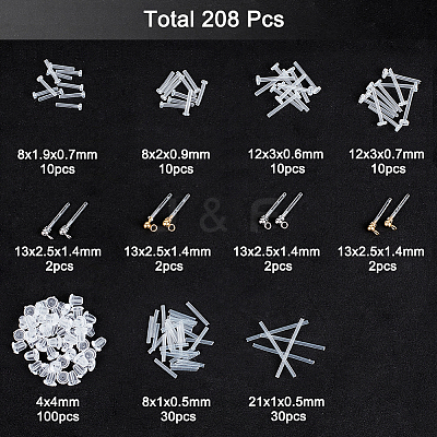 8Pcs 4 Style 304 Stainless Steel Ball Stud Earring Post FIND-NB0004-61-1