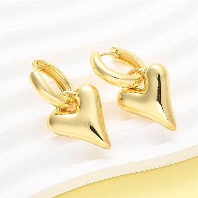 Heart Brass Hoop Earrings EJEW-D322-12G-01-1