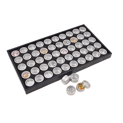 Clear Window Aluminum Flat Round Grids with Black Tray Bead Storage Containers PW-WGB9822-03-1