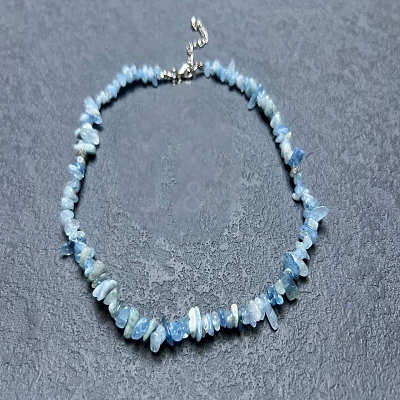Natural Aquamarine Chip Beaded Necklaces for Women IW6789-29-1