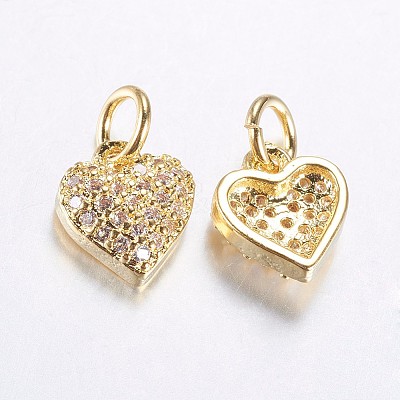Long-Lasting Plated Brass Micro Pave Cubic Zirconia Charms X-ZIRC-F069-41G-1