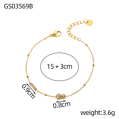 304 Stainless Steel Pave Clear Cubic Zirconia Link Bracelets STAS-OY012-33G-1