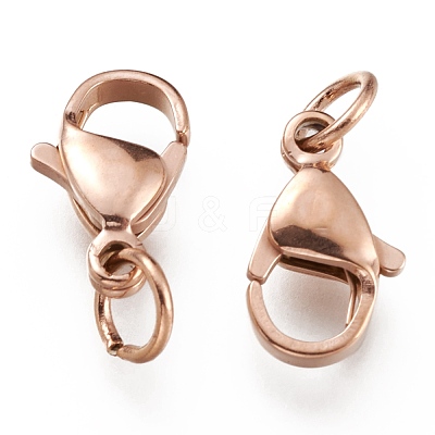 Ion Plating(IP) 304 Stainless Steel Lobster Claw Clasps STAS-G240-01D-RG-1