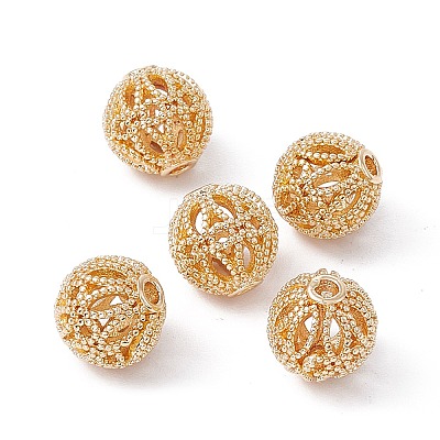 Rack Plating Brass Hollow Beads KK-P219-01B-G-1