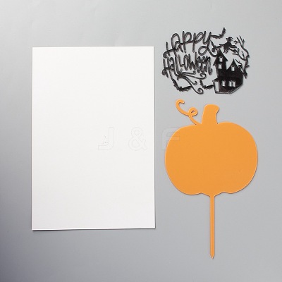 Acrylic Pumpkin Halloween Word Cake Insert Card Decoration X-DIY-H109-07-1