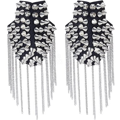 Vintage Iron Tassel Epaulette AJEW-CY0002-76P-1