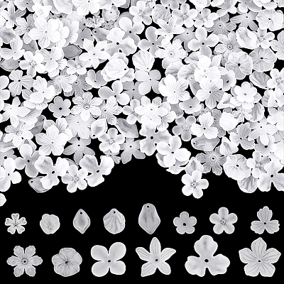 280Pcs 14 Styles Transparent Acrylic Bead Caps FACR-AR0001-03-1