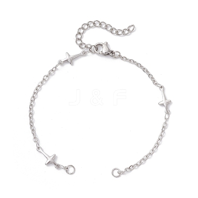 2Pcs 304 Stainless Steel Cross Link Bracelets Making AJEW-JB01382-1