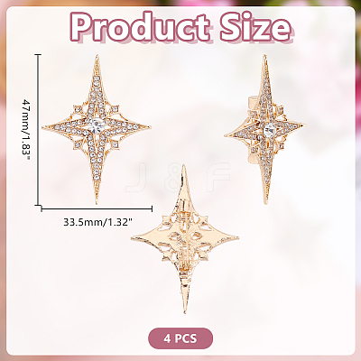 4Pcs Alloy Rhinestone Lapel Pins for Backpack Clothes JEWB-HY0001-64A-1