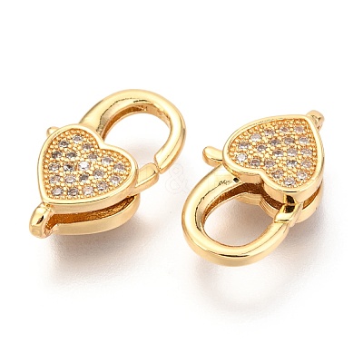 Brass Micro Pave Cubic Zirconia Lobster Claw Clasps ZIRC-O038-26G-1