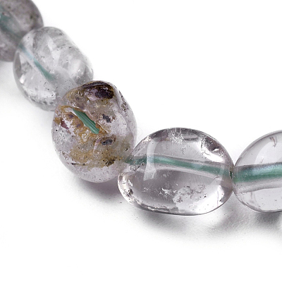 Natural Lodolite Quartz Bead Stretch Bracelets BJEW-K213-07-1
