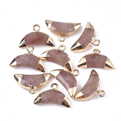 Electroplate Natural Strawberry Quartz Charms G-S344-48E-1