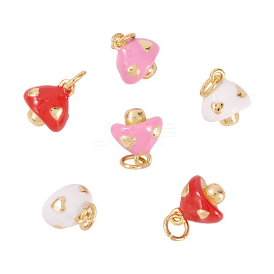 6Pcs 3 Colors Brass Enamel Charms KK-TA0002-64-1