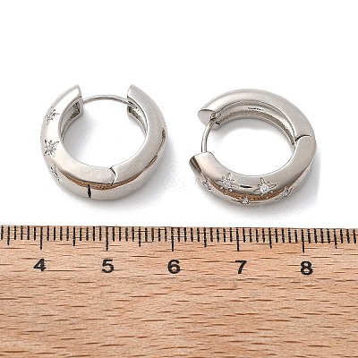 Clear Cubic Zirconia Star Hoop Earrings LS-EJEW-C022-06P-01-1