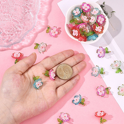 50Pcs 5 Colors Transparent Acrylic Pendants TACR-SC0001-50-1