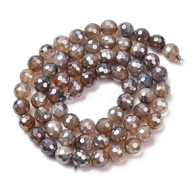 Electroplated Natural Agate Beads Strands G-B191-A07-6mm-12-1