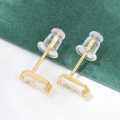 Cubic Zirconia Rectangle Stud Earrings FU7889-8-1