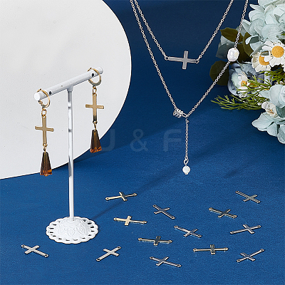 60Pcs 2 Colors Religion 201 Stainless Steel Connector Charms STAS-UN0054-08-1