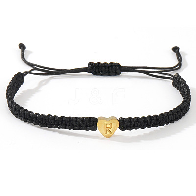 304 Stainless Steel Heart with Letter Bead Braided Bead Bracelets OO6447-27-1