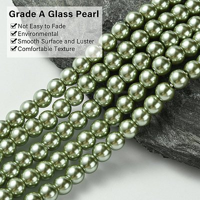 Eco-Friendly Dyed Glass Pearl Bead Strands HY-A008-6mm-RB115-1