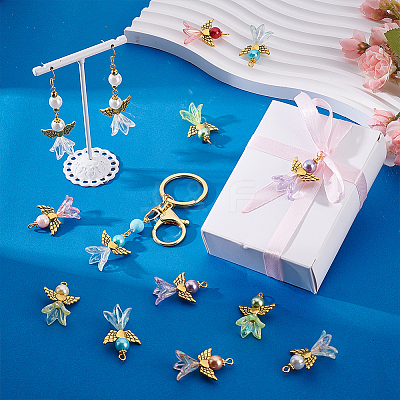 48Pcs 8 Color Alloy & Acrylic Pendants PALLOY-PH01791-1