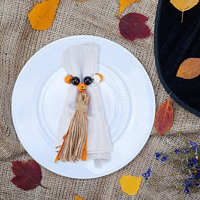 Wood Beaded Napkin Ring AJEW-PH01539-1