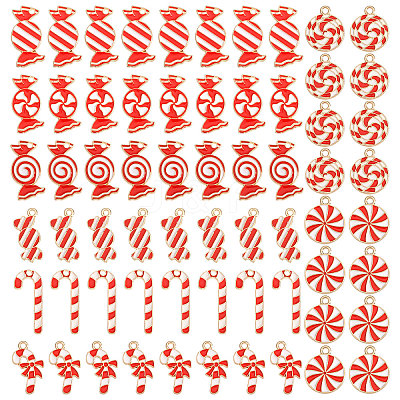 64Pcs 8 Styles Christmas Theme Alloy Enamel Pendants ENAM-CA0001-88-1
