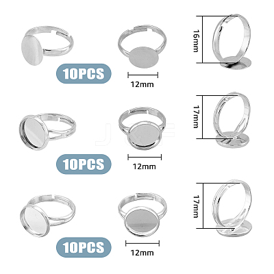 30Pcs 3 Style Brass Pad Ring Settings KK-FH0006-35-1