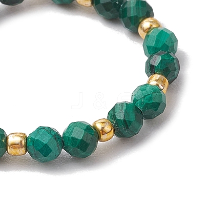 Natural Malachite Beaded Stretch Rings for Women RJEW-JR00868-10-1