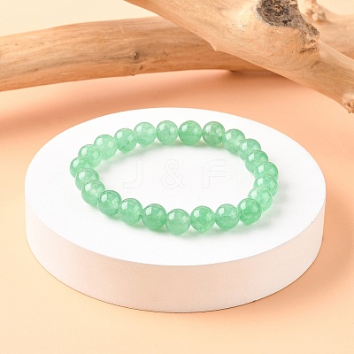 Dyed Natural Green Aventurine Beads Stretch Bracelets X-BJEW-Q305-1