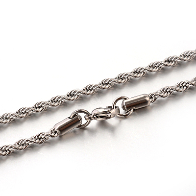 Tarnish Resistant 304 Stainless Steel Rope Chain Necklaces STAS-M174-009P-B-1