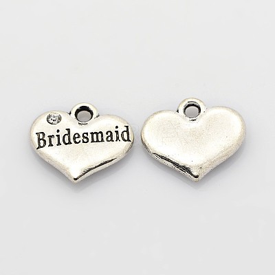 Mixed Wedding Theme Alloy Heart with Words Pendants TIBEP-X0064-AS-1