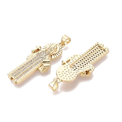 Religion Brass Micro Pave Clear Cubic Zirconia Pendants KK-N287-46F-G-1