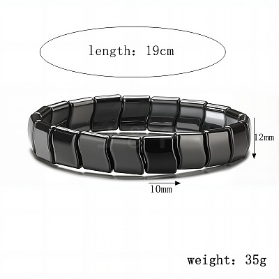 Synthetic Non-magnetic Hematite Beads Stretch Bracelets for Men PZ7053-2-1