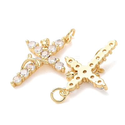 Brass Pave Clear Cubic Zirconia Pendants CU-CBA2907-01B-G-1