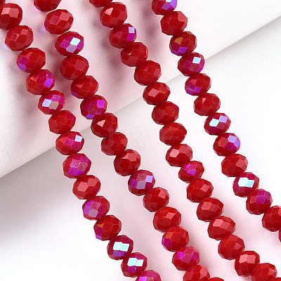 Electroplate Opaque Solid Color Glass Beads Strands EGLA-A044-P6mm-L02-1