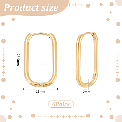 6 Pairs 201 Stainless Steel Hoop Earrings EJEW-UN0003-13B-1