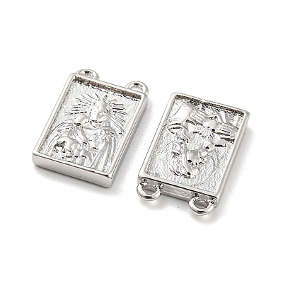 Rack Plating Brass Rectangle Charms with 2 Loops KK-Q804-28P-1