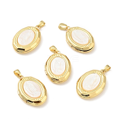 Rack Plating Brass Locket Pendants KK-C242-03G-1