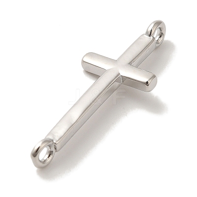 Rack Plating Brass Religion Cross Connector Charms Links KK-U027-04P-1