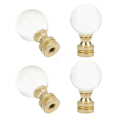 Glass Crystal Lamp Finials with Iron Finish Base FIND-WH0148-176C-1