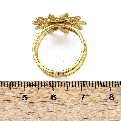 Heart Sun 304 Stainless Steel Enamel Finger Rings for Women RJEW-G355-08G-02-1