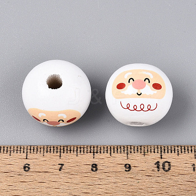 Christmas Spray Painted Schima Wood Beads WOOD-T032-38B-1