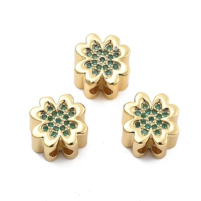 Brass Micro Pave Cubic Zirconia European Beads KK-Q006-41G-02-1