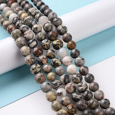 Natural Map Stone/Picasso Stone/Picasso Jasper Beads Strands G-D481-09-1