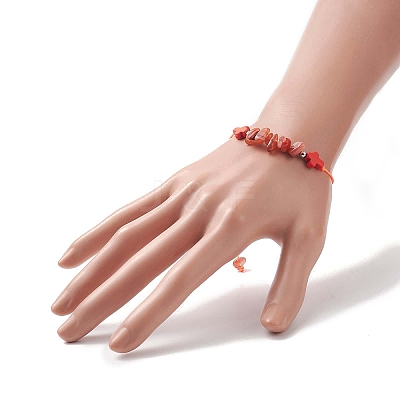 Natural & Synthetic Mixed Gemstone Chips & Cross Braided Bead Bracelet for Women BJEW-JB09254-1