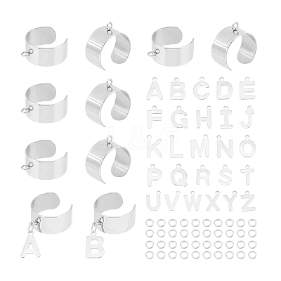 DIY Alphabet Charm Cuff Ring Making Kit DIY-UN0005-66-1