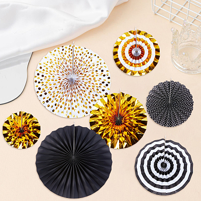 8Pcs Paper Fans Flower for Wedding Birthday Carnival Welcome Party Decorations AJEW-GF0013-45C-1