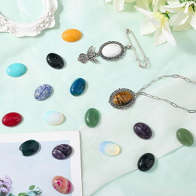 32Pcs 16 Styles Natural & Synthetic Mixed Gemstone Cabochons G-SP0001-39-1